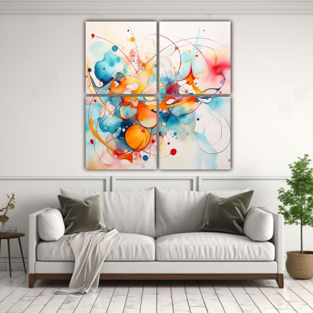 Cuadro Abstracto Acuarela Moderna De Colores 200x200 Cm-2