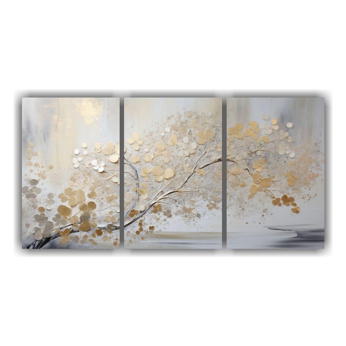 Tres Lienzos De Tela Escenario En Acuarela Dorada 240x120 Cm-0