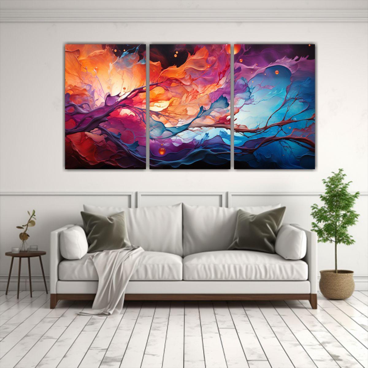 Set 3 Cuadros De Pared Estilo Galería Único 150x75 Cm-2
