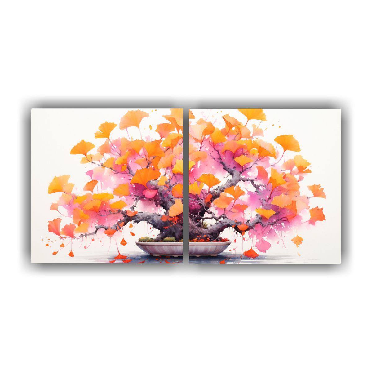 Cuadro Abstracto De árbol Bonsái De Ginkgo 140x70 Cm-0