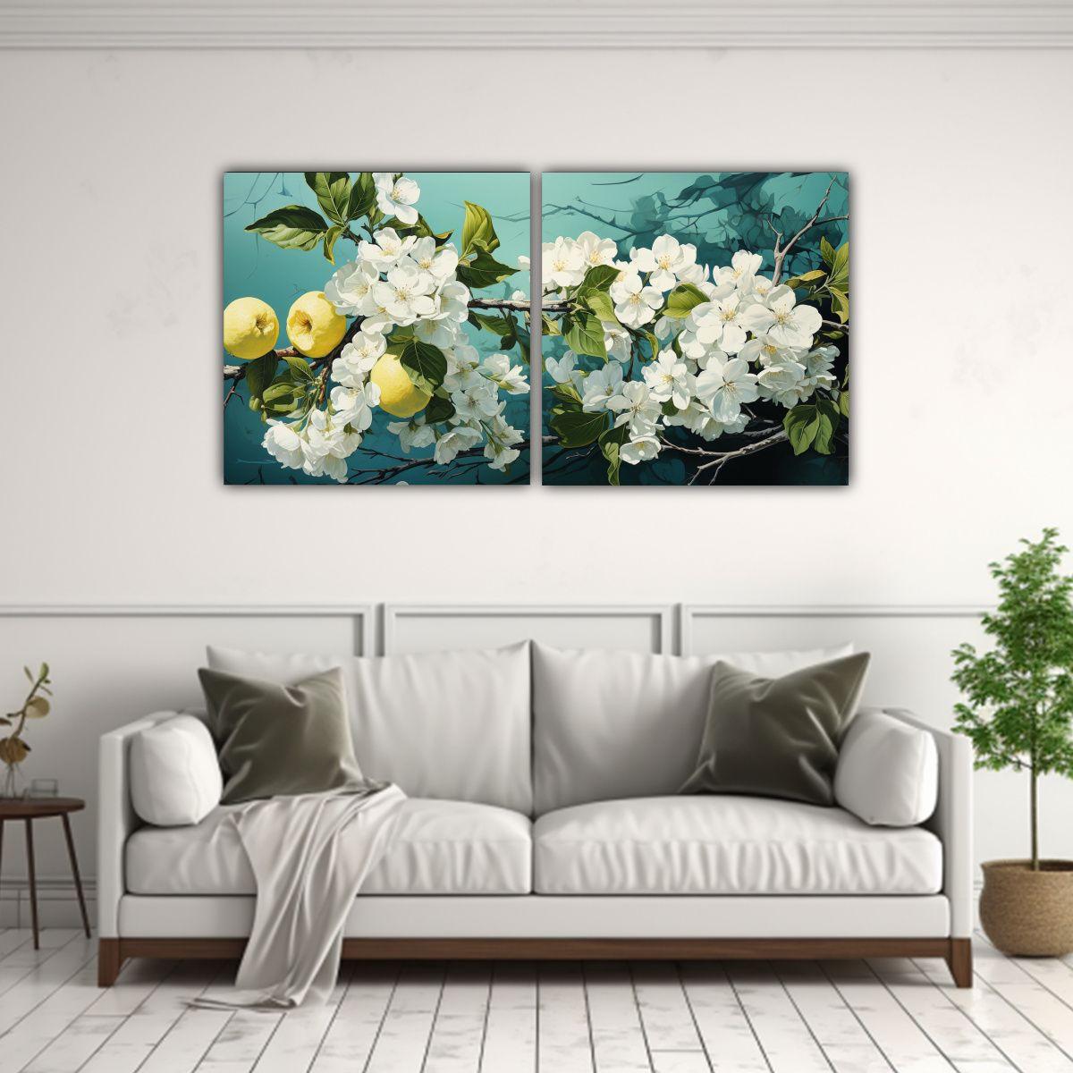 Pinturas Modernas De Dos Lienzos Con Detalles 120x60 Cm-2