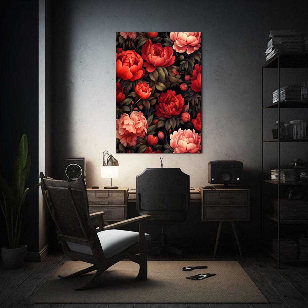 Cuadro Acuarela Con Fondo De Pequeñas Peonías 30x45cm-2