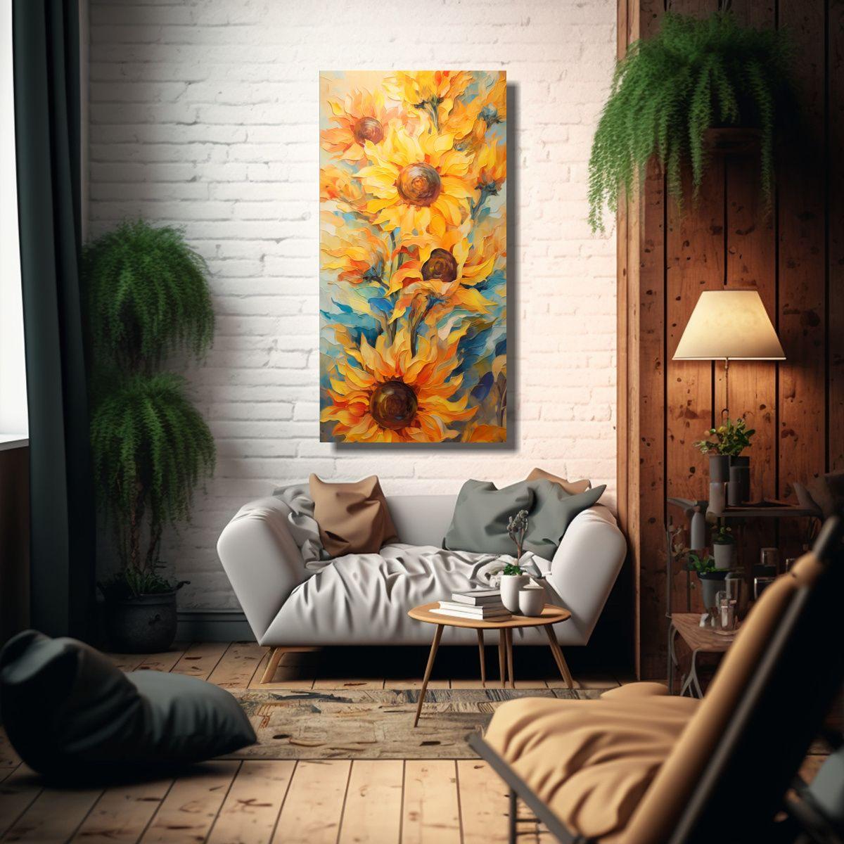 Cuadro Pared Van Gogh Sol Reinterpretado 80x160cm-2