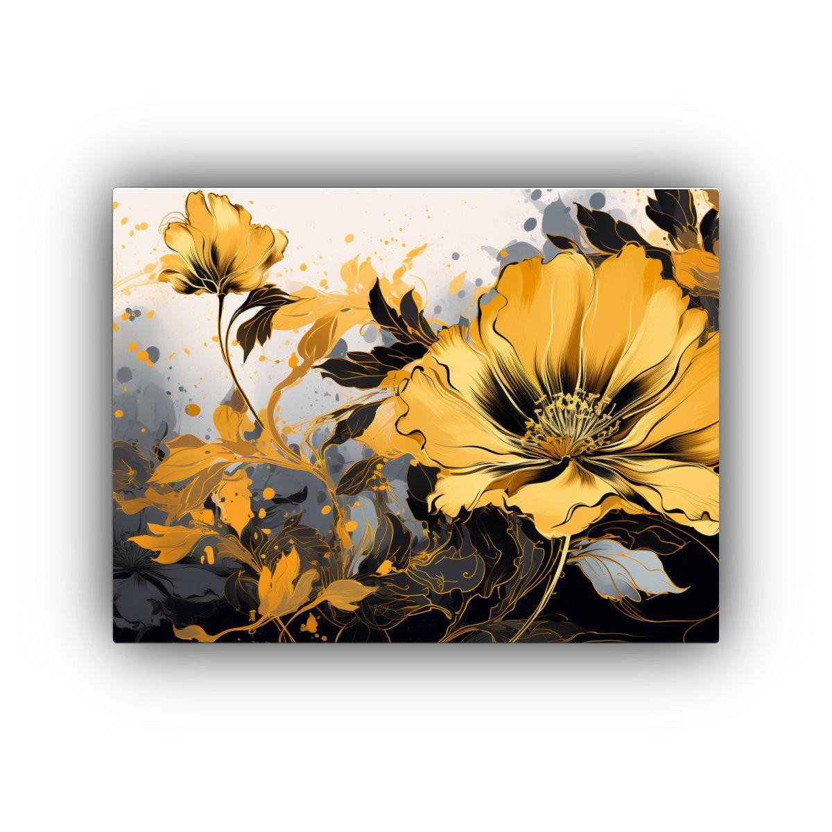 Cuadro Abstracto Colores Amarillo Y Oro Neonoir Atmosfera Es 75x50cm-0