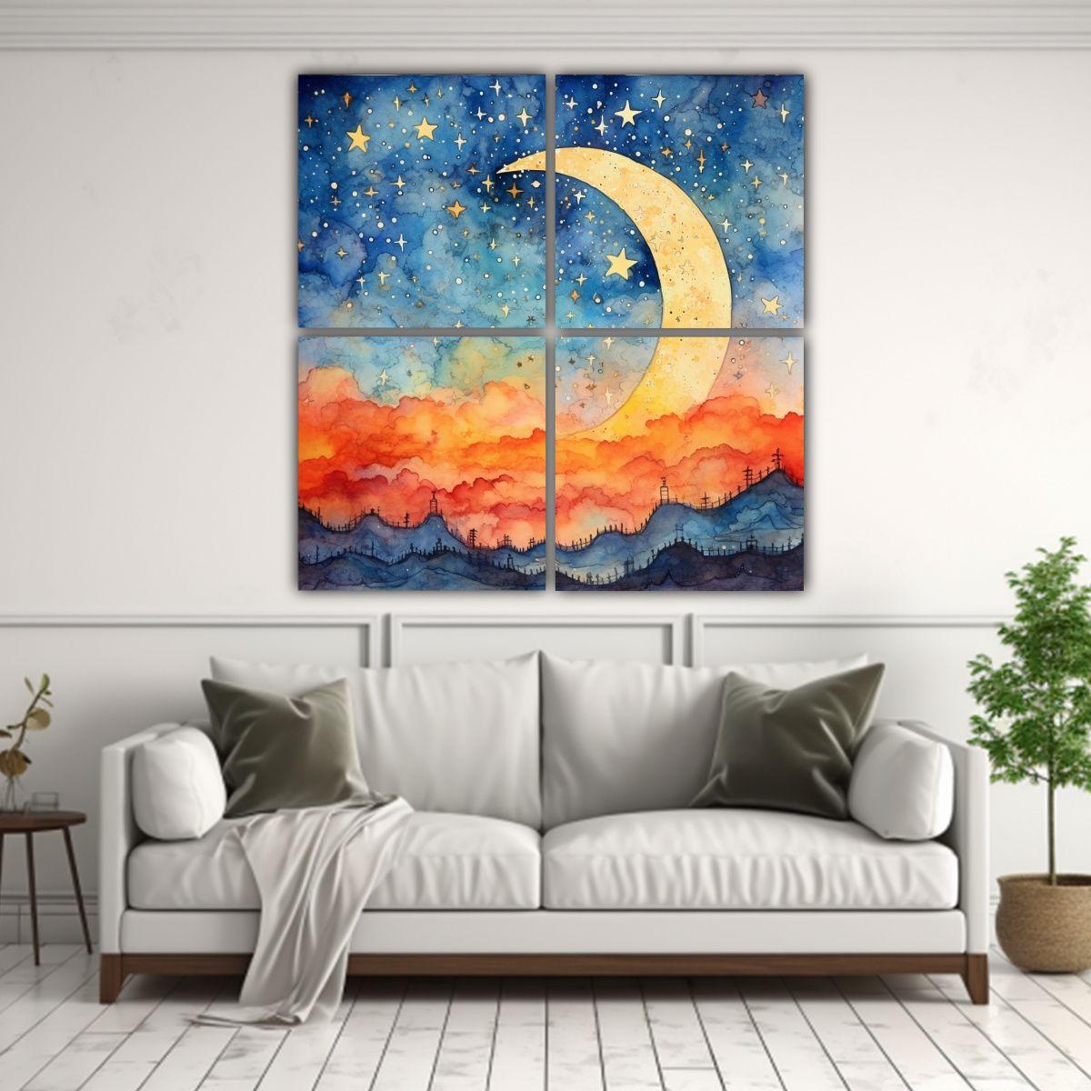 Pinturas Decorativas De Agua Celestial Atardecer, 160x160 Cm-2
