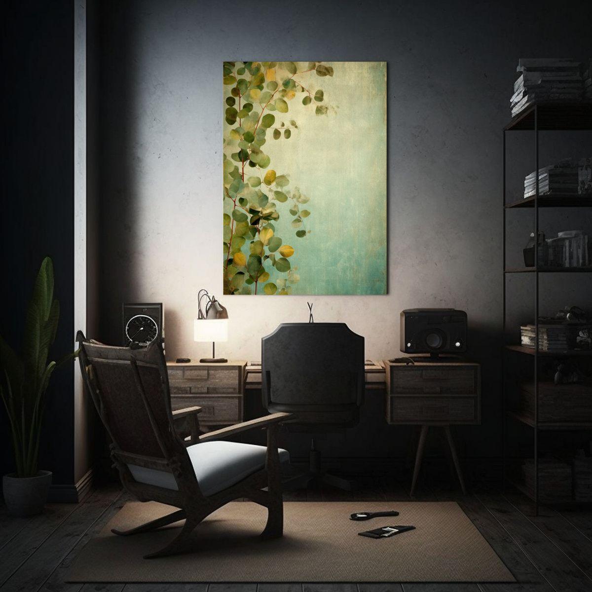 Lienzo Acuarela Con Fondo Vintage Y Eucalipto 50x65cm-2