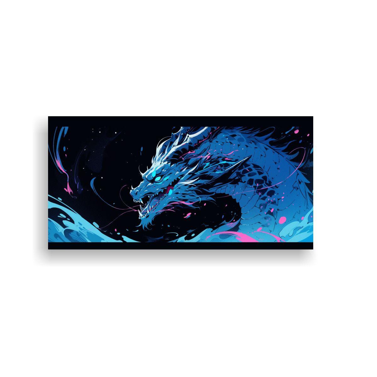 Cuadro Horizontal: Dragón Azul En Ambiente 100x50cm-0