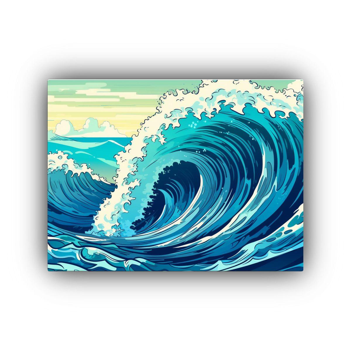 Pintura Decorativa De Gran Ola En El Mar, 120x80cm-0