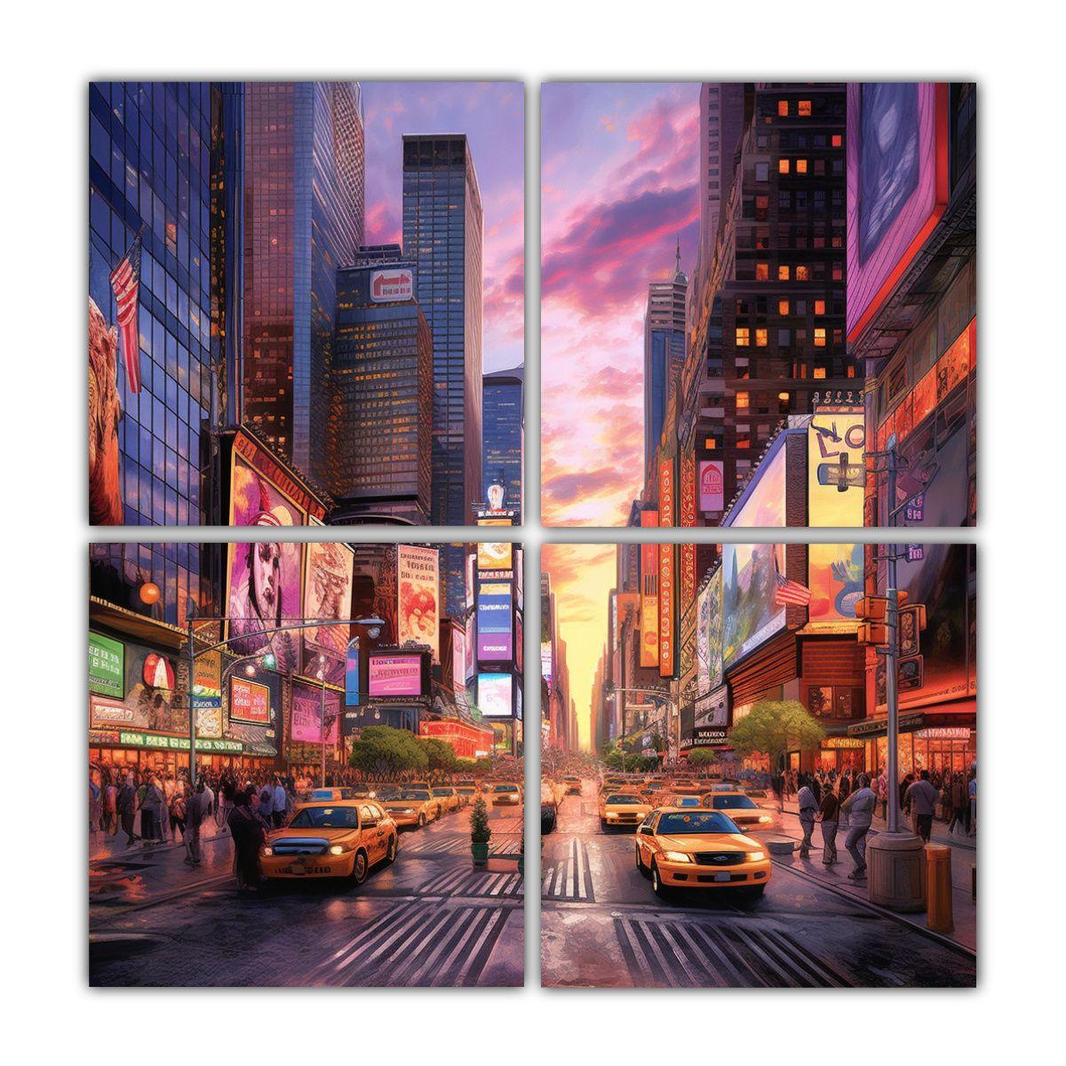 Cuatro Cuadros Diseño Regalo Paisaje Nocturno 160x160 Cm-0