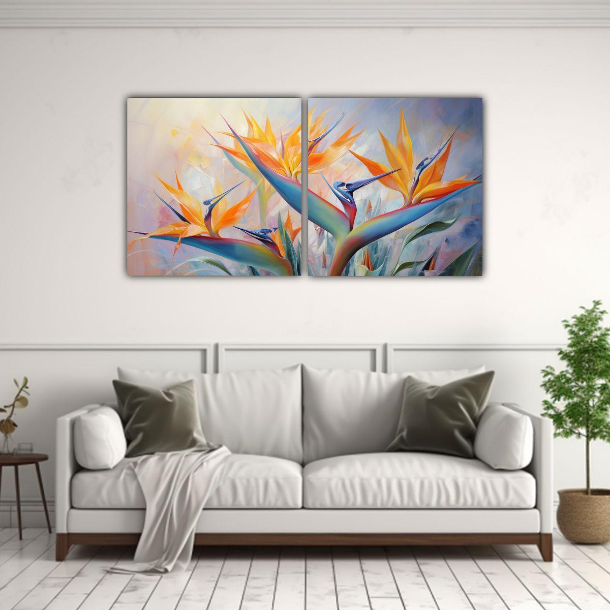 Cuadro Abstracto Aves Del Paraíso: Equilibrio 160x80 Cm-2