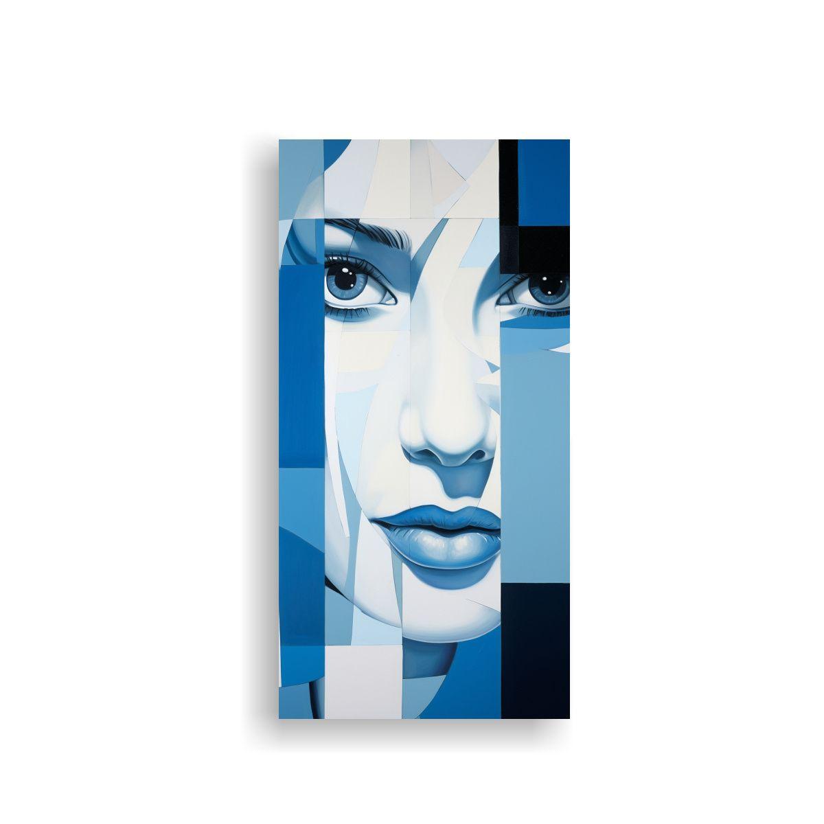 Cuadros Abstractos En Azul Y Blanco De La época 20x40cm-0