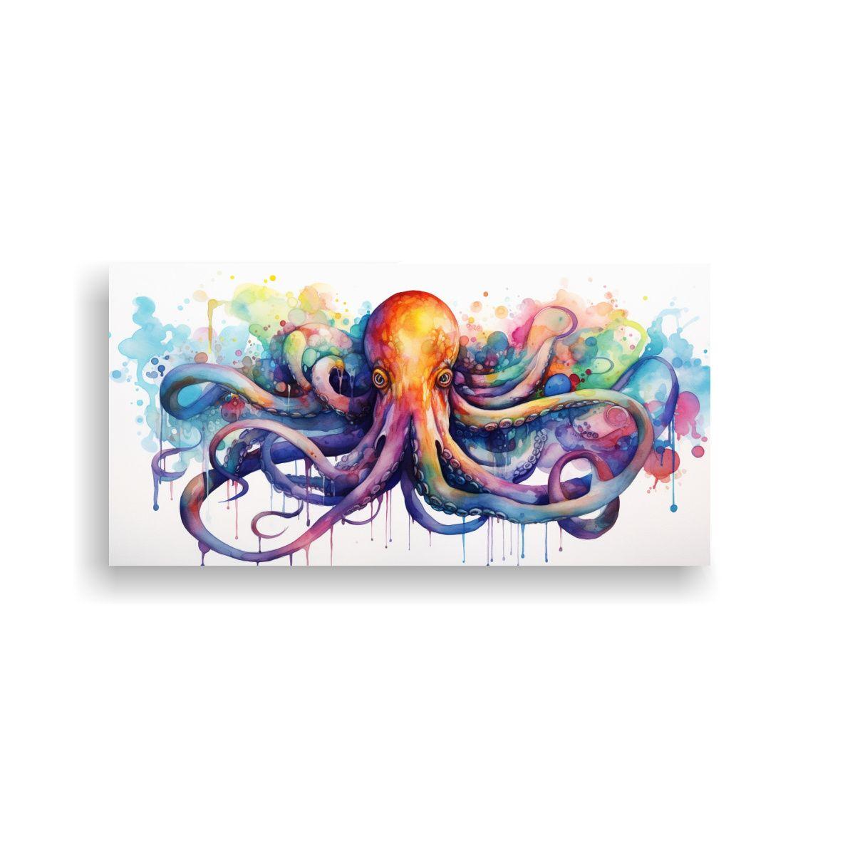 Cuadro Inspirador Calamares Acuarela Colorida 60x30cm-0