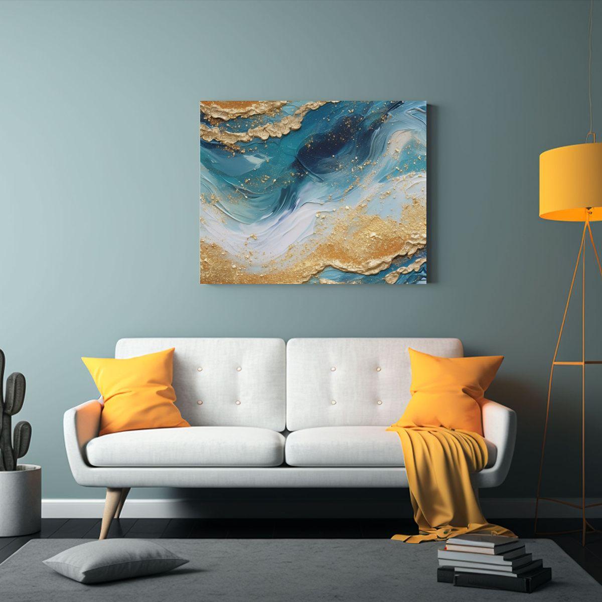 Cuadro Moderno: Playa Brillante Con Chispeante Océano 40x30cm-2