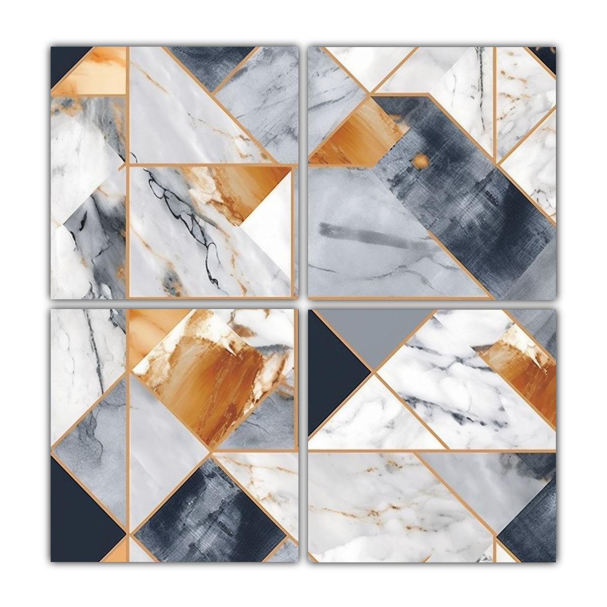 Cuatro Lienzos De Tela Vintage Elegancia Mármol 200x200 Cm-0