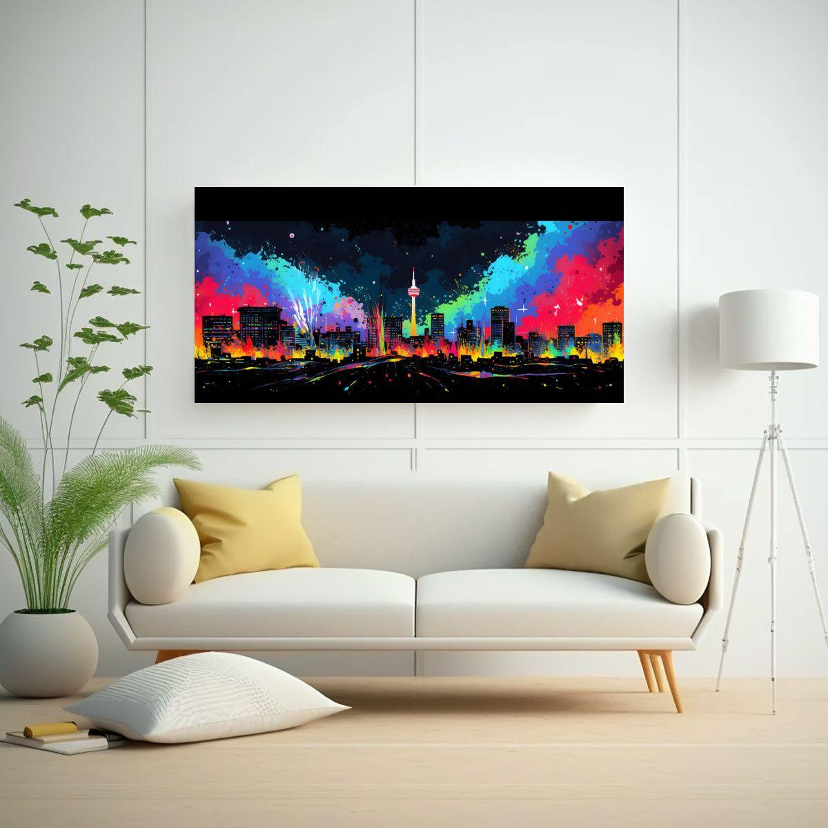 Lienzo Tela Tonalidades Impacto Visual Santiago Ch 40x20cm-2