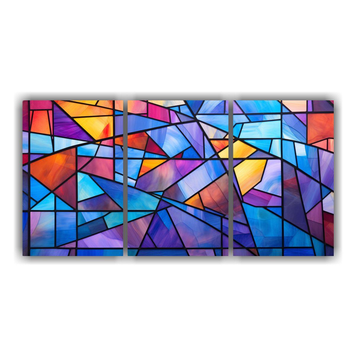 Obra única Abstracta Inspirada En Vidrieras Con 180x90 Cm-0