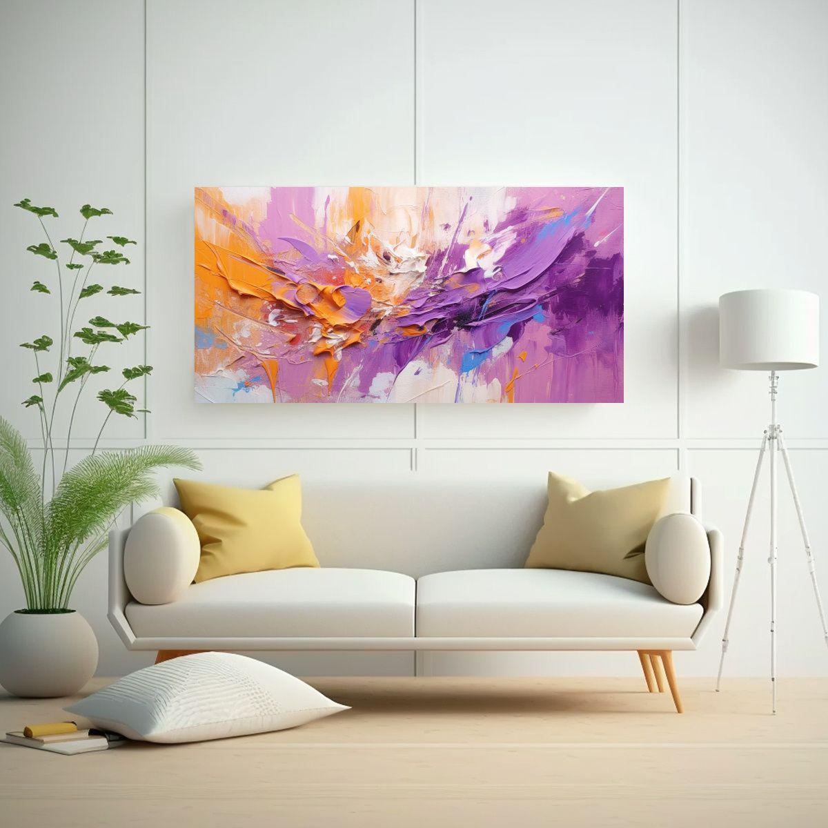 Cuadro Decorativo Multicolor Abstracto Con Textura 140x70cm-2