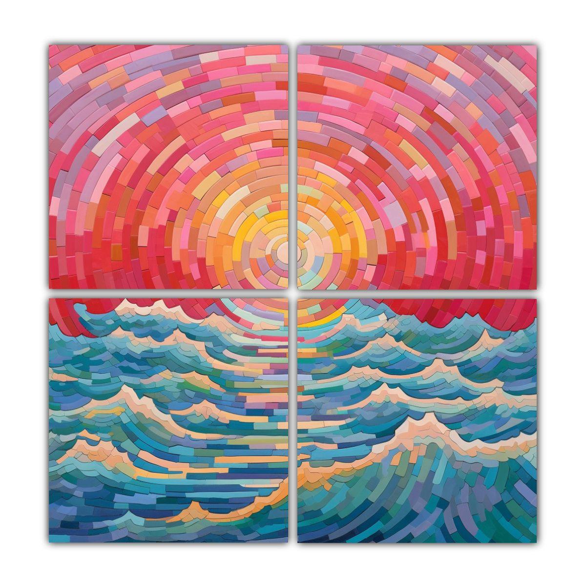Cuadro Moderno Amanecer Sobre La Riqueza Visual 180x180 Cm-0