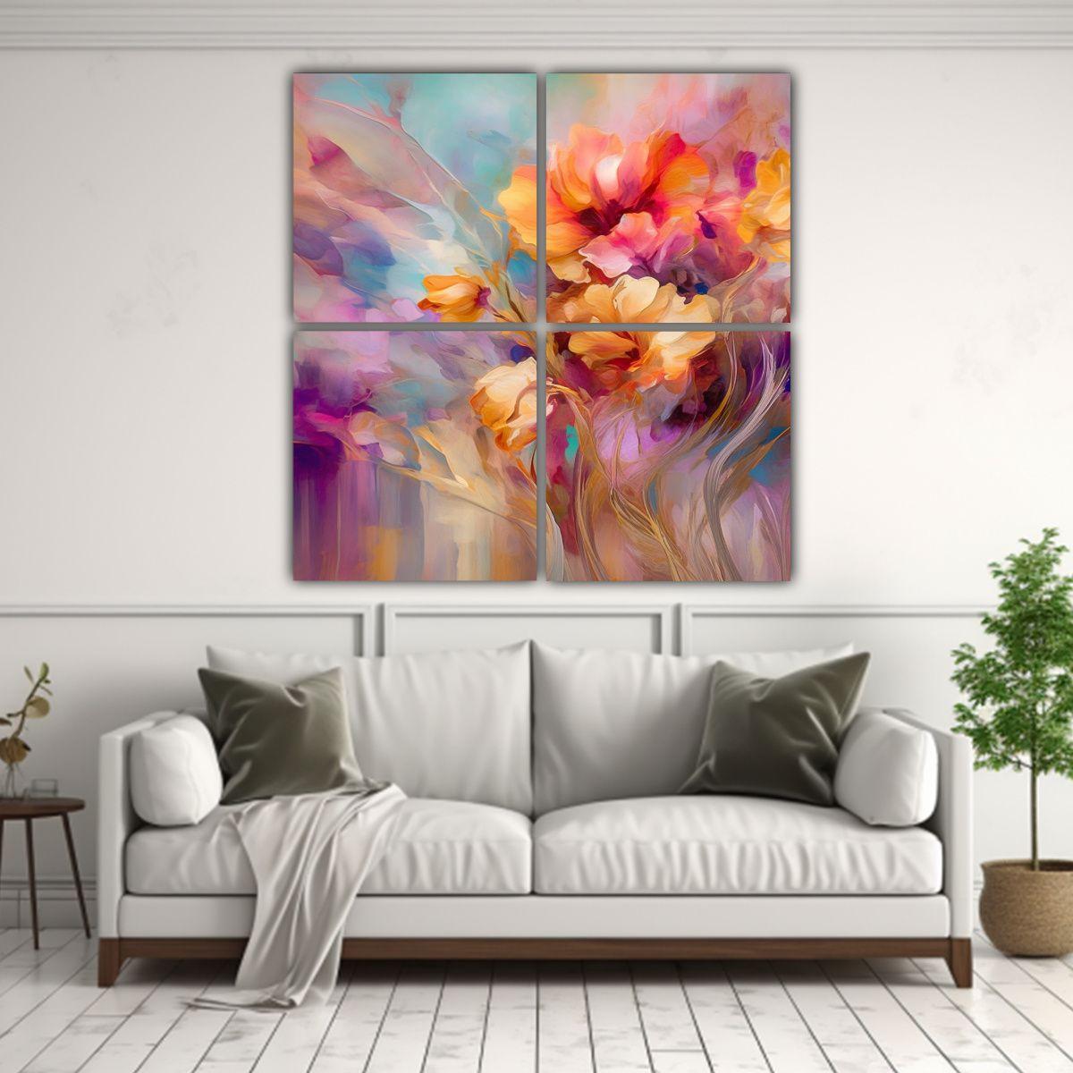 Cuatro Artes De Pared Relieve: Diseño Impactante 160x160 Cm-2