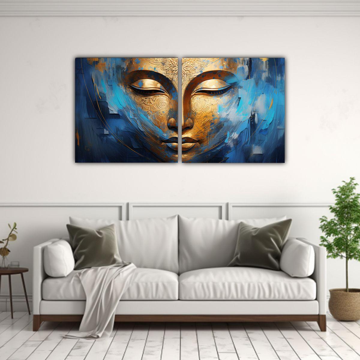 Cuadros Abstractos De Rostro De Buda En Tonos 40x20 Cm-2