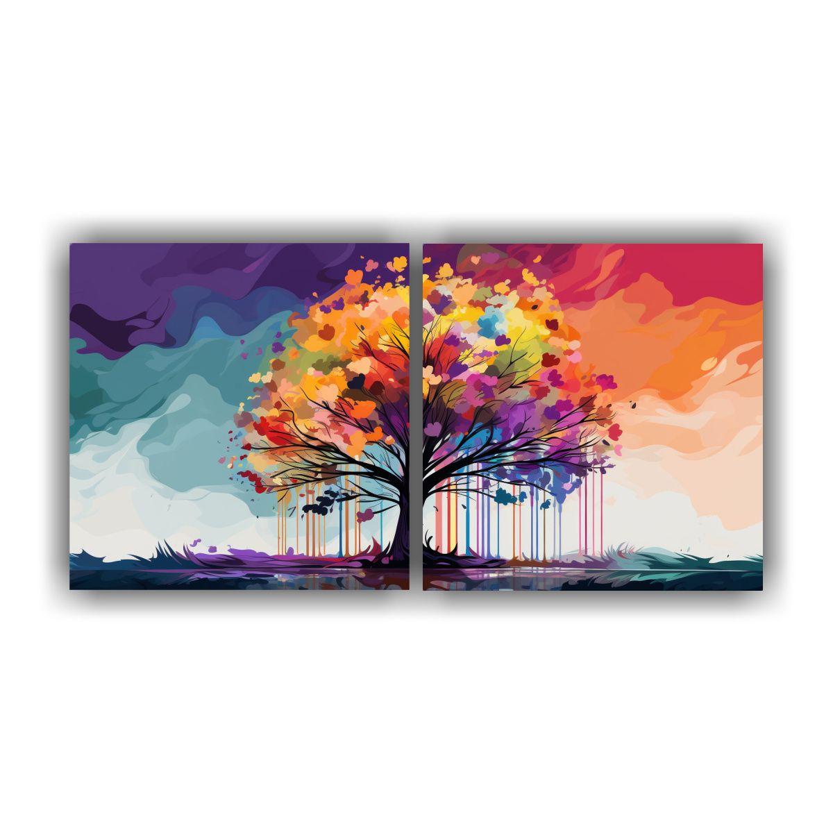 Lienzos Impreso Vida Bosque Arcoíris Atmosfera 80x40 Cm-0