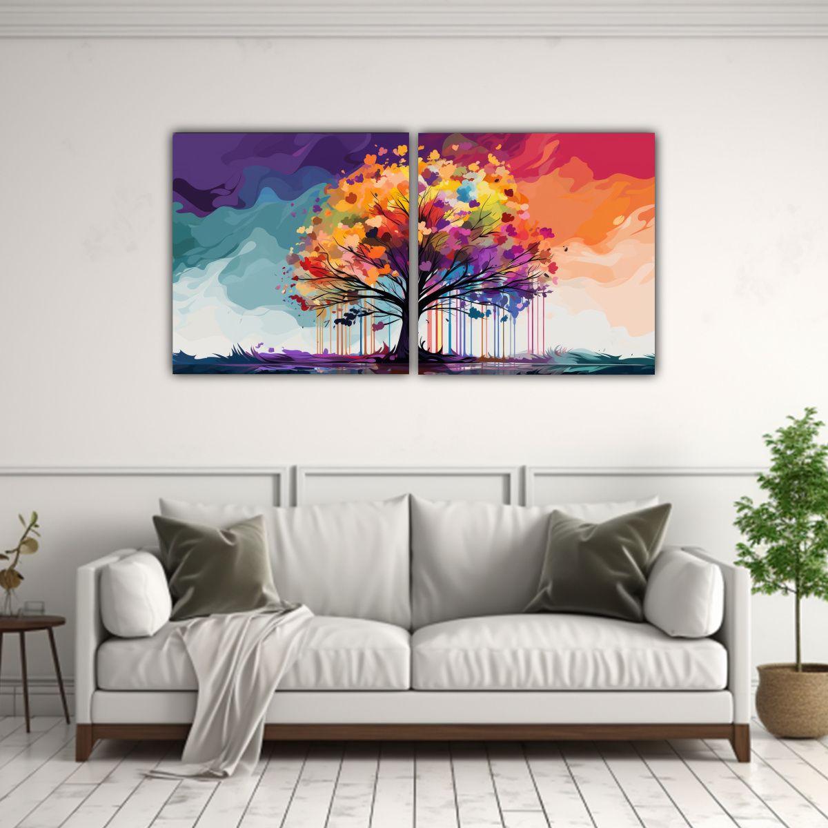 Lienzos Impreso Vida Bosque Arcoíris Atmosfera 80x40 Cm-2