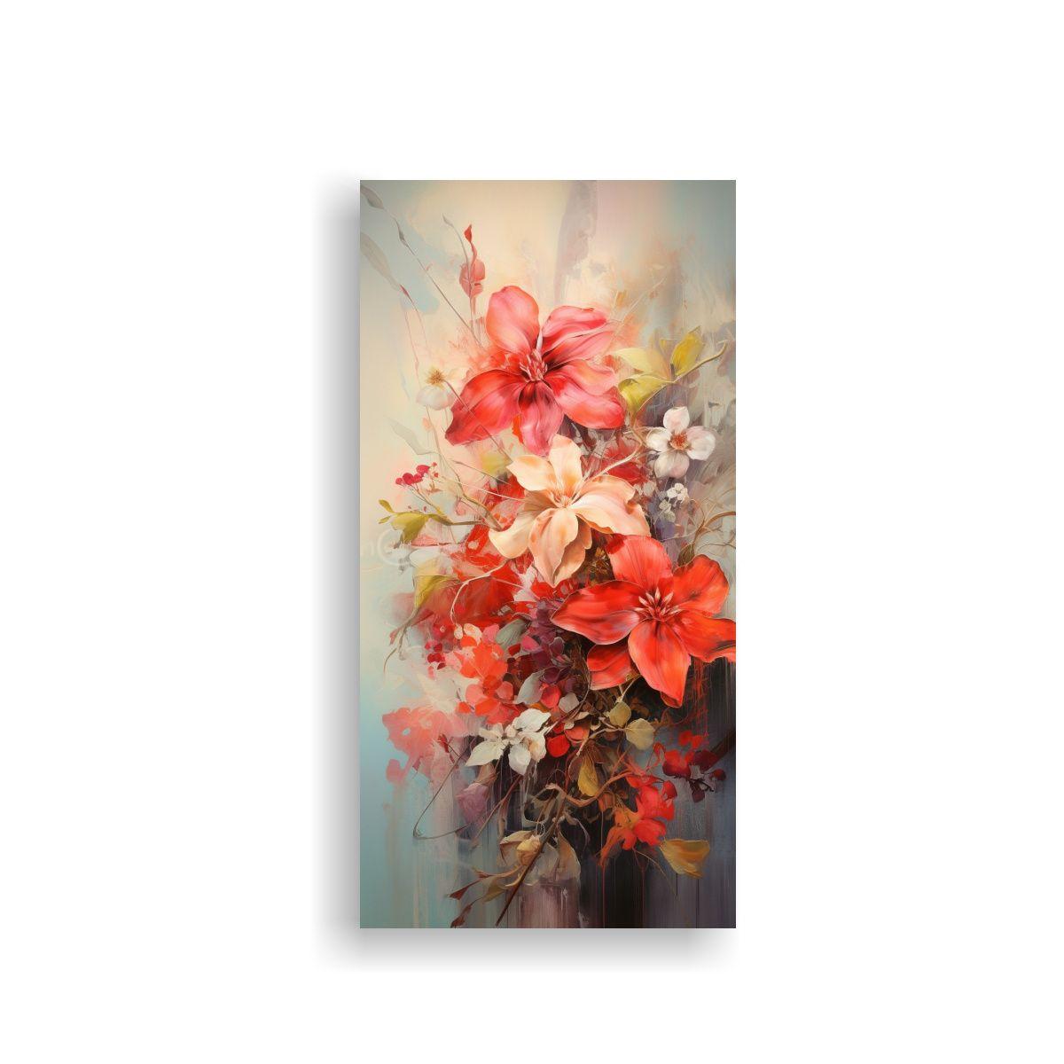 Lienzo De Tela Inspiración Flores Abstractas 20x40cm-0