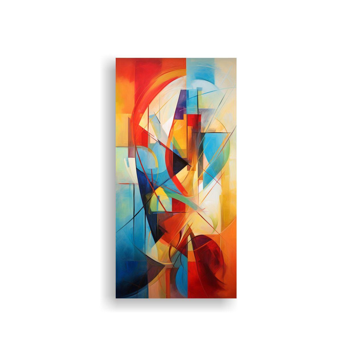 Cuadro Abstracto Colores Fríos En Lienzo 30x60cm-0