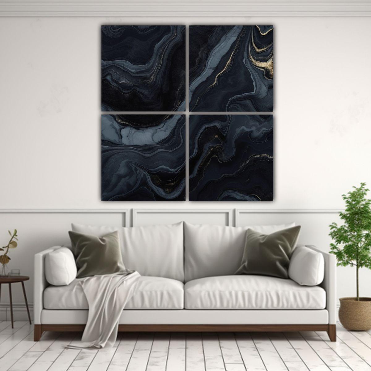 Cuatro Lienzos Estilo Galería En Fondo De 140x140 Cm-2