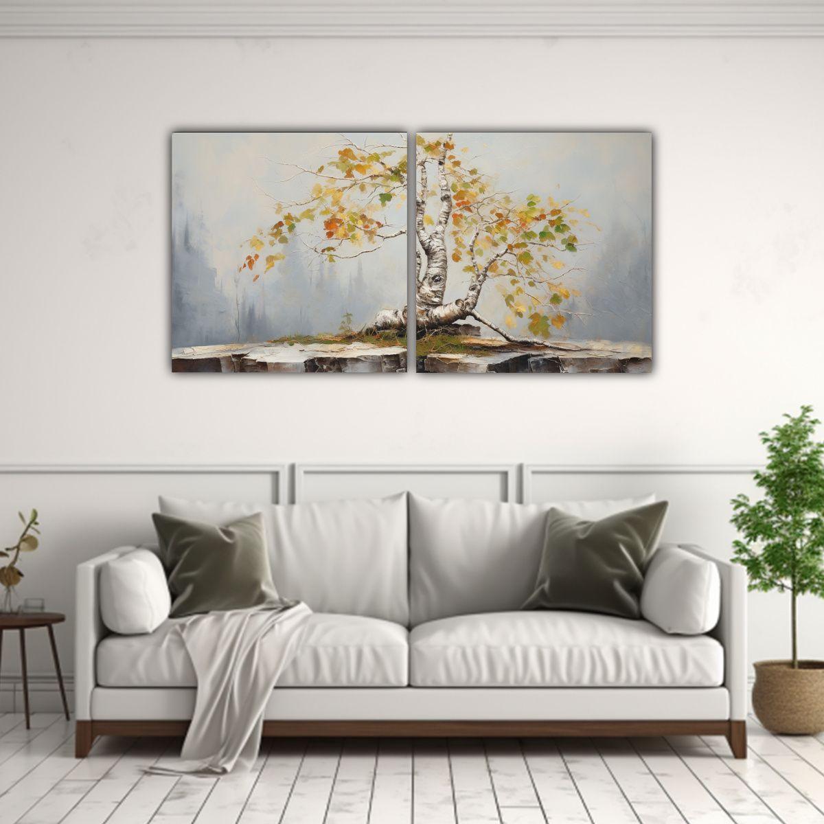 Cuadro Abstracto De árbol Bonsái En Alta 100x50 Cm-2
