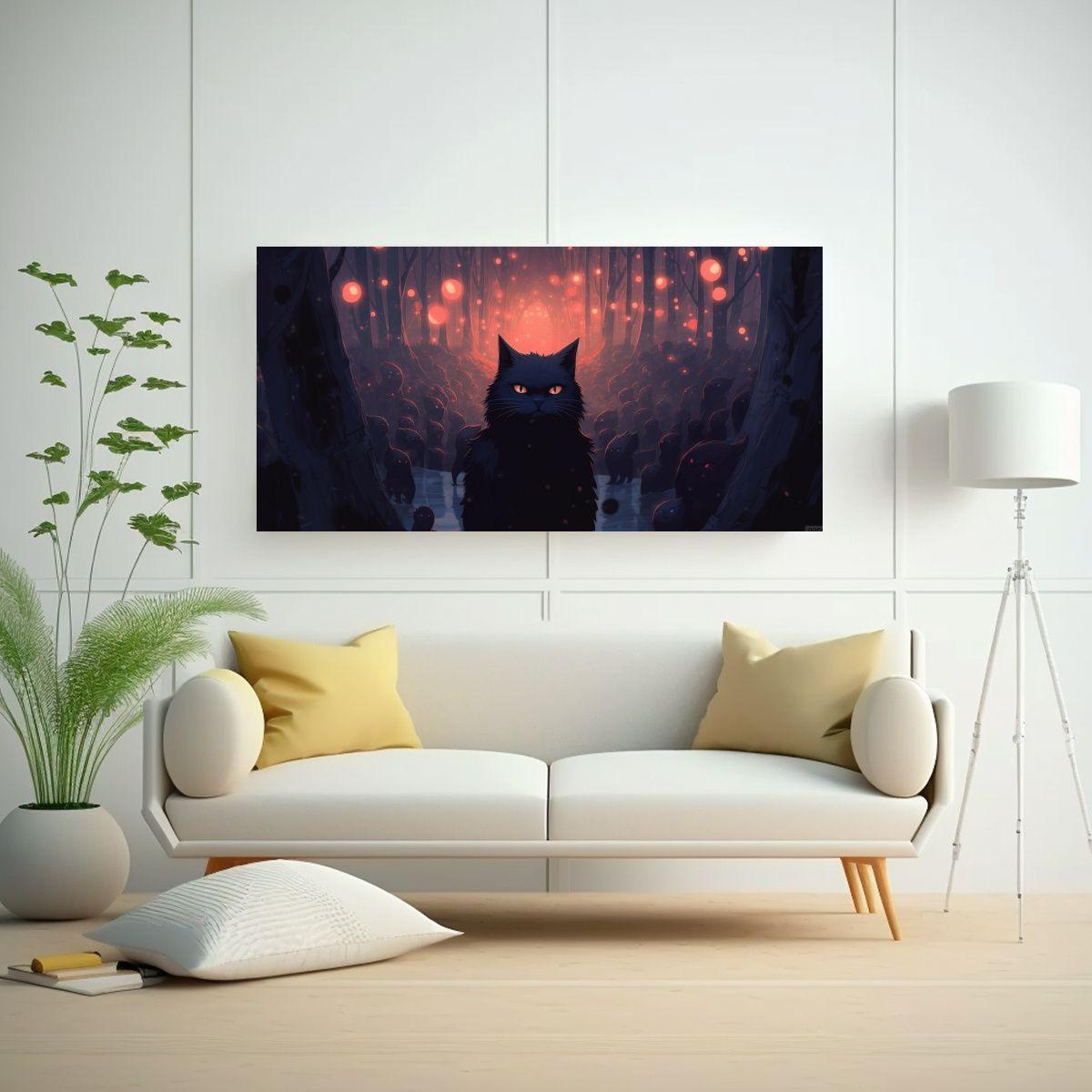 Cuadros De Decoración Moderna Con Gatos Negros 120x60cm-2
