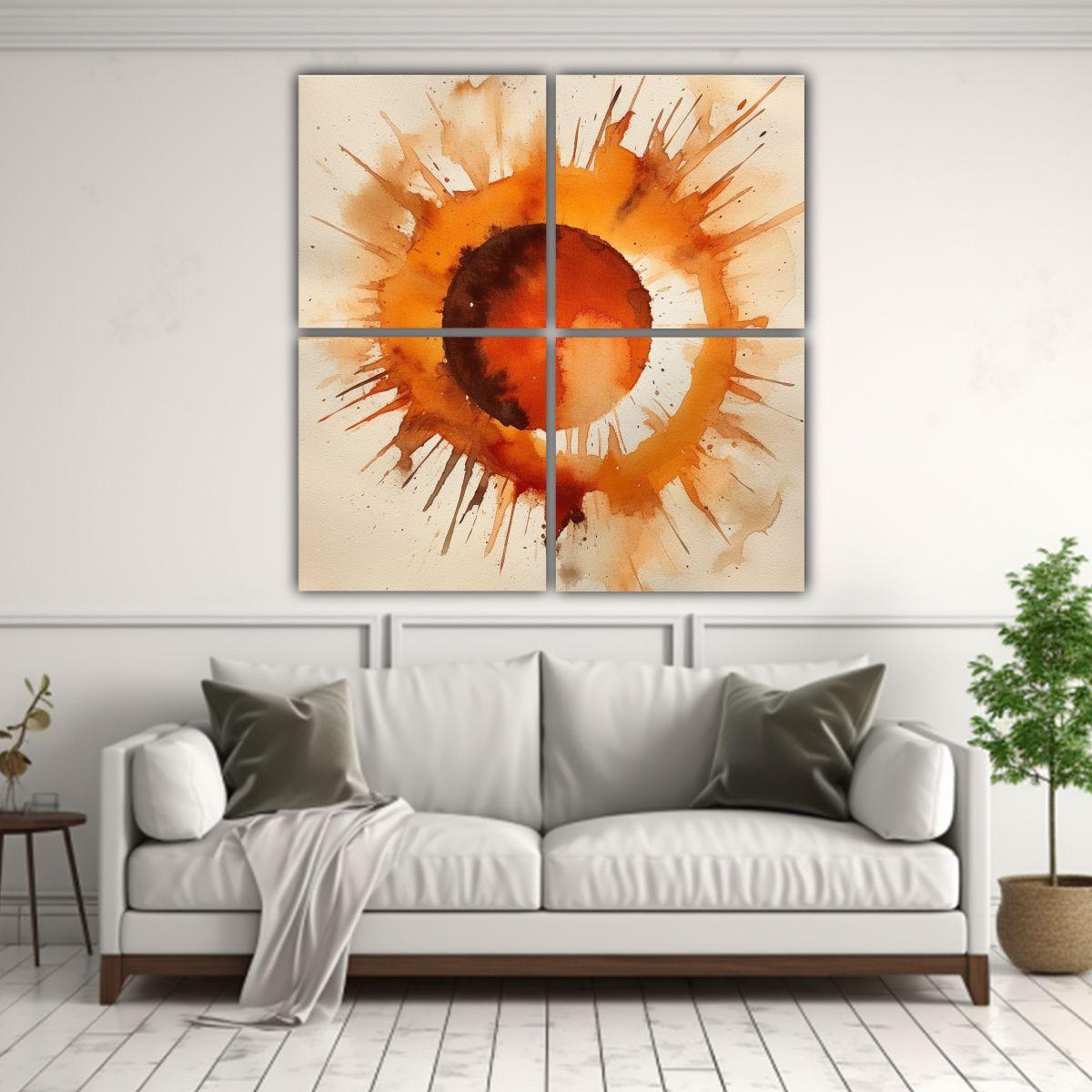 Cuadros Dibujo Modernidad Colores Cafénaranja 60x60 Cm-2