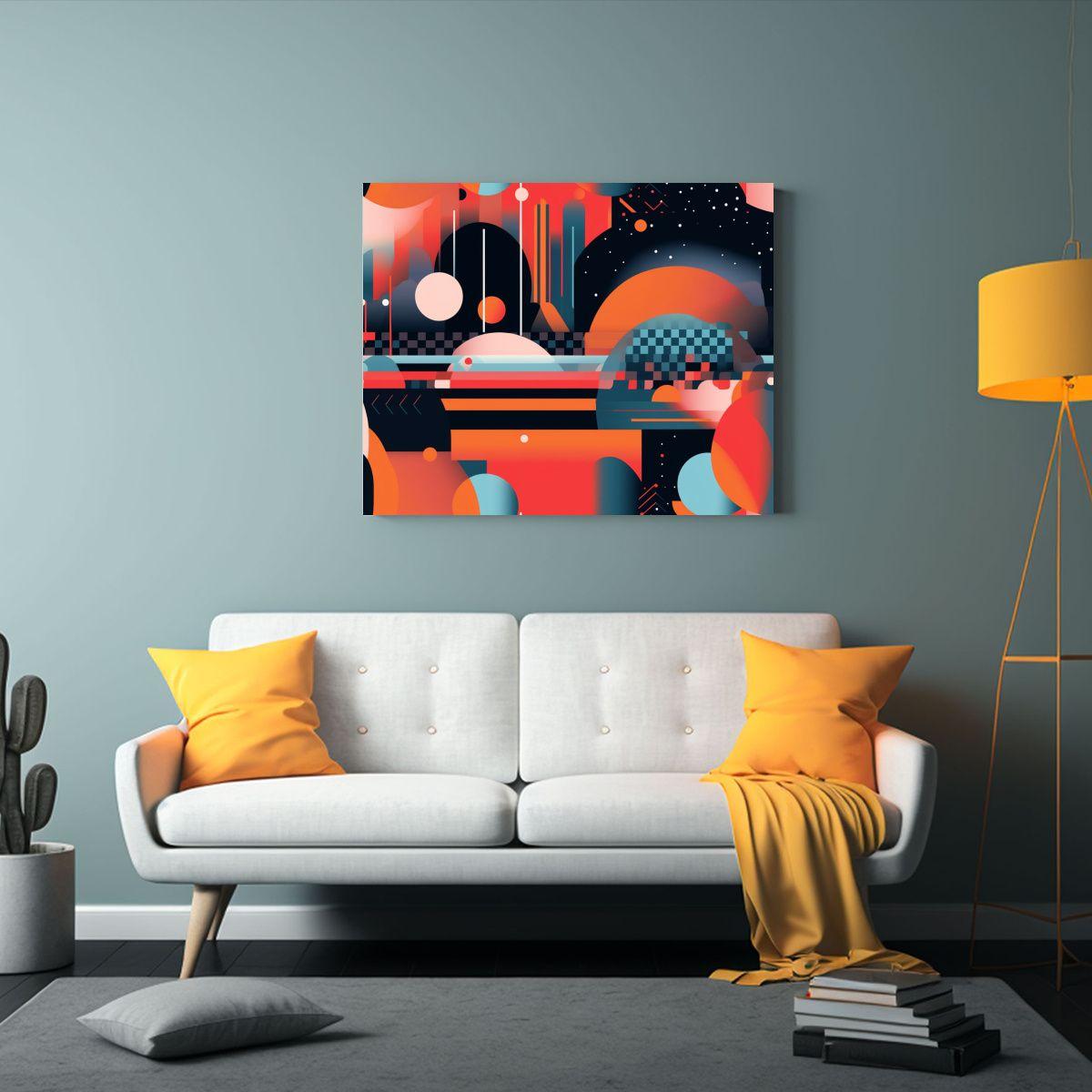 Pintura Decorativa Abstracta De Ambiente Virtual Con Forma A 120x80cm-1