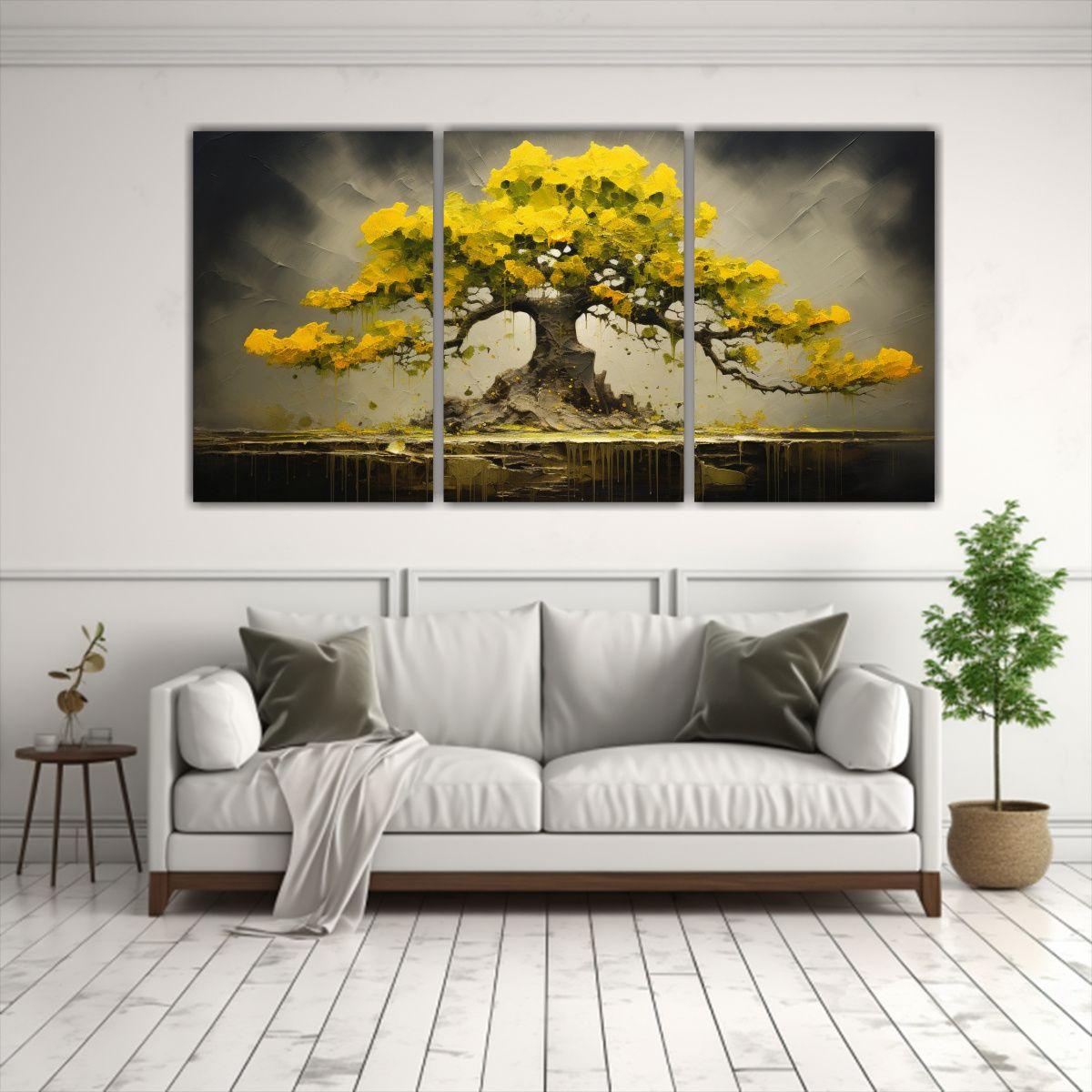 Pintura Abstracta De Alto Detalle Ginkgo Biloba 180x90 Cm-2