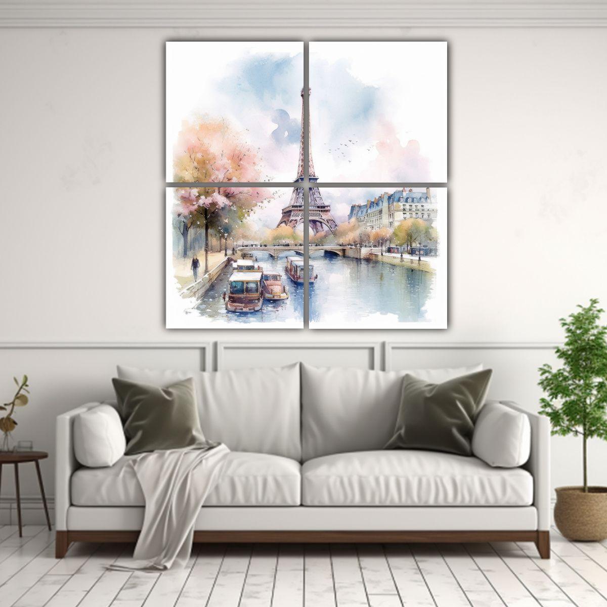 Cuadro Abstracto De La Torre Eiffel En París 60x60 Cm-2