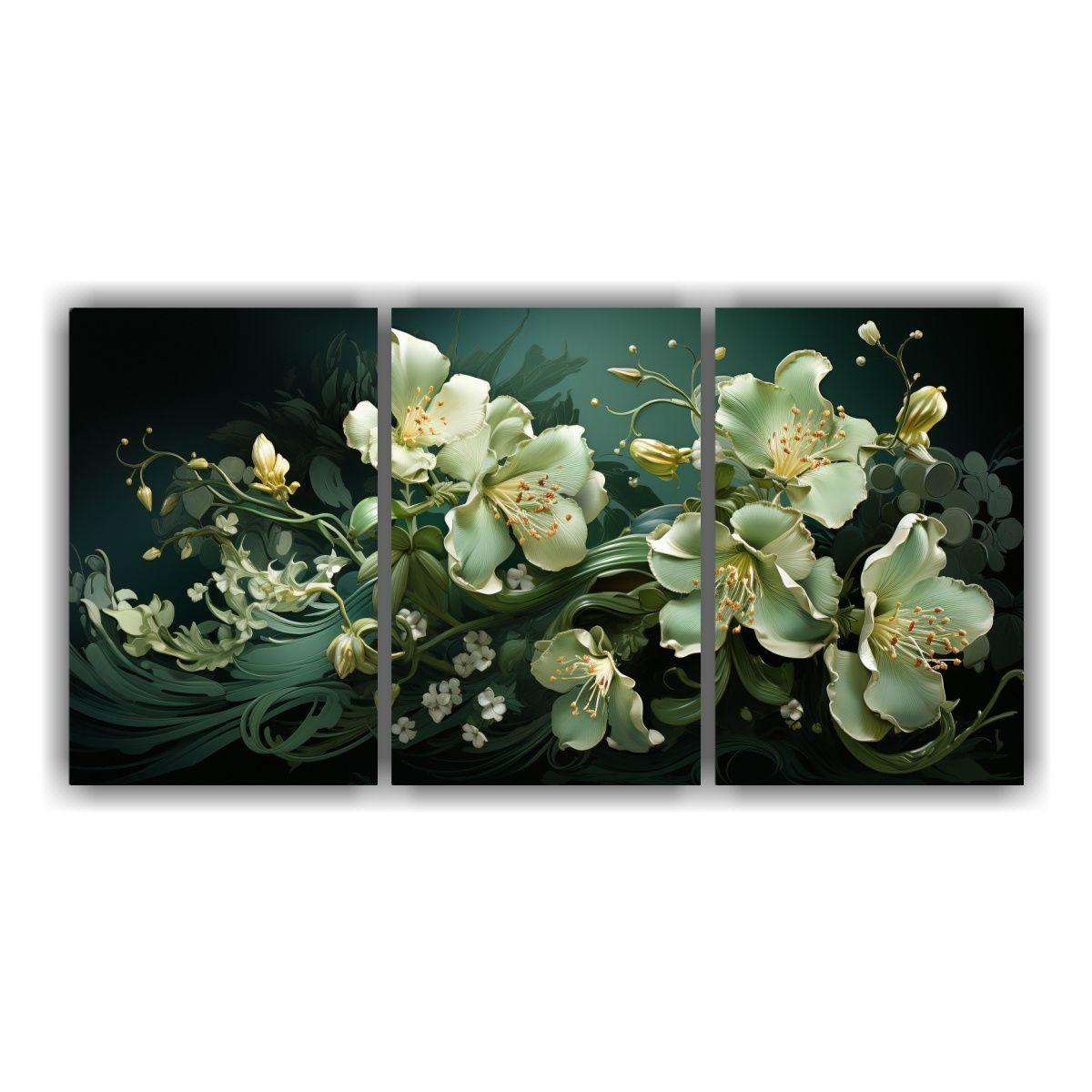 Tres Lienzos De Tela Acuarela Con Detalles 90x45 Cm-0