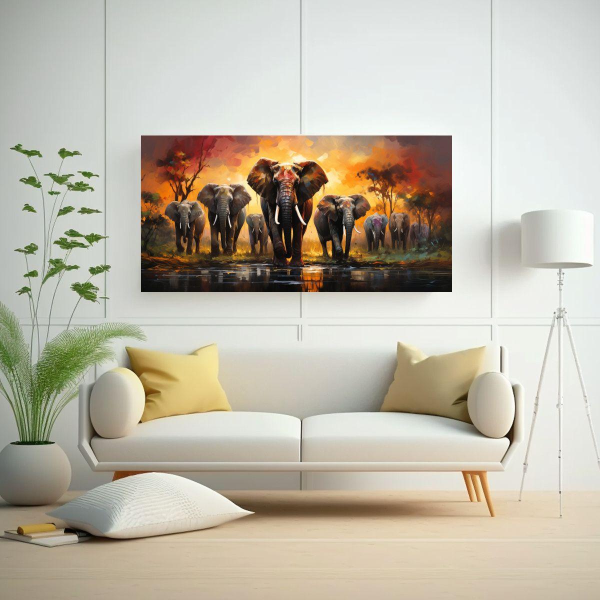 Pinturas Decorativas Estilo Safari Con Animales 100x50cm-2