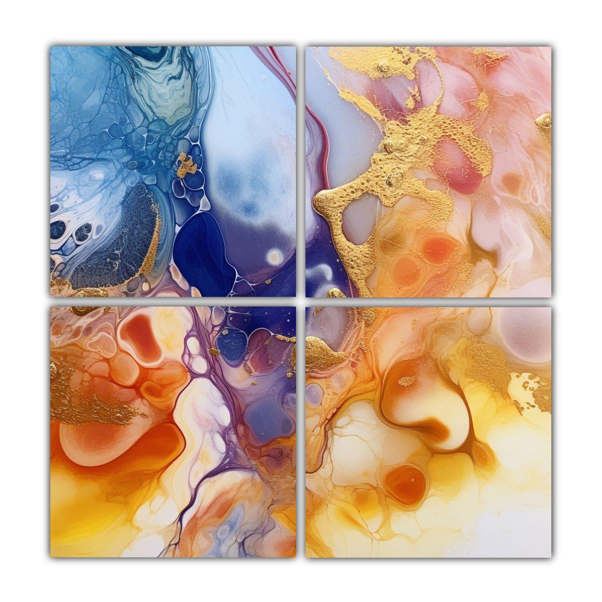 Cuadro Abstracto De Arte Fluido De Lujo Estilo 100x100 Cm-0