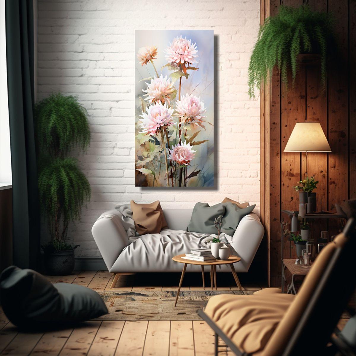 Pintura Abstracta Moderna De Flores De Alcachofa 50x100cm-2