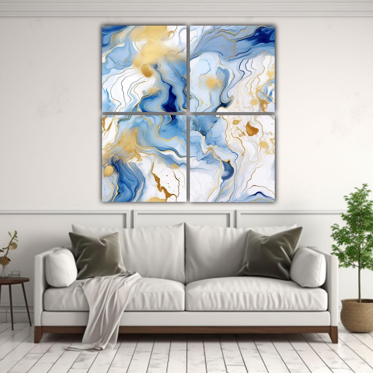 Pintura Abstracta De Arte Fluido De Lujo En Tela 60x60 Cm-2