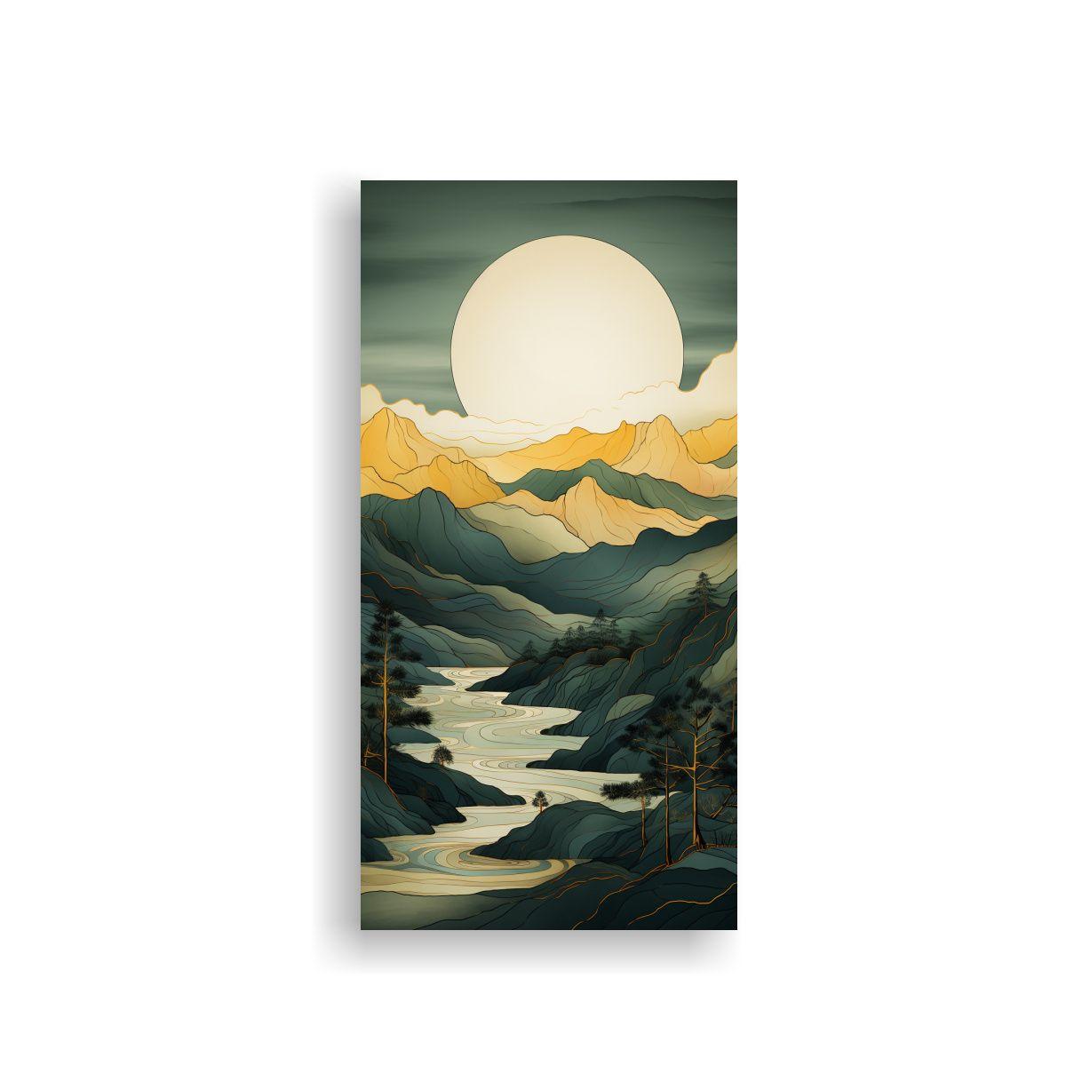 Pintura Minimalista De Montañas En Composición 70x140cm-0