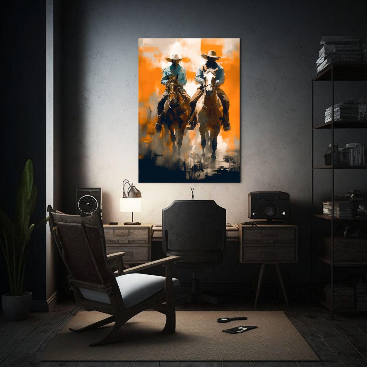 Cuadro Expresividad Pintura Cowboys Occidentales 20x30cm-2