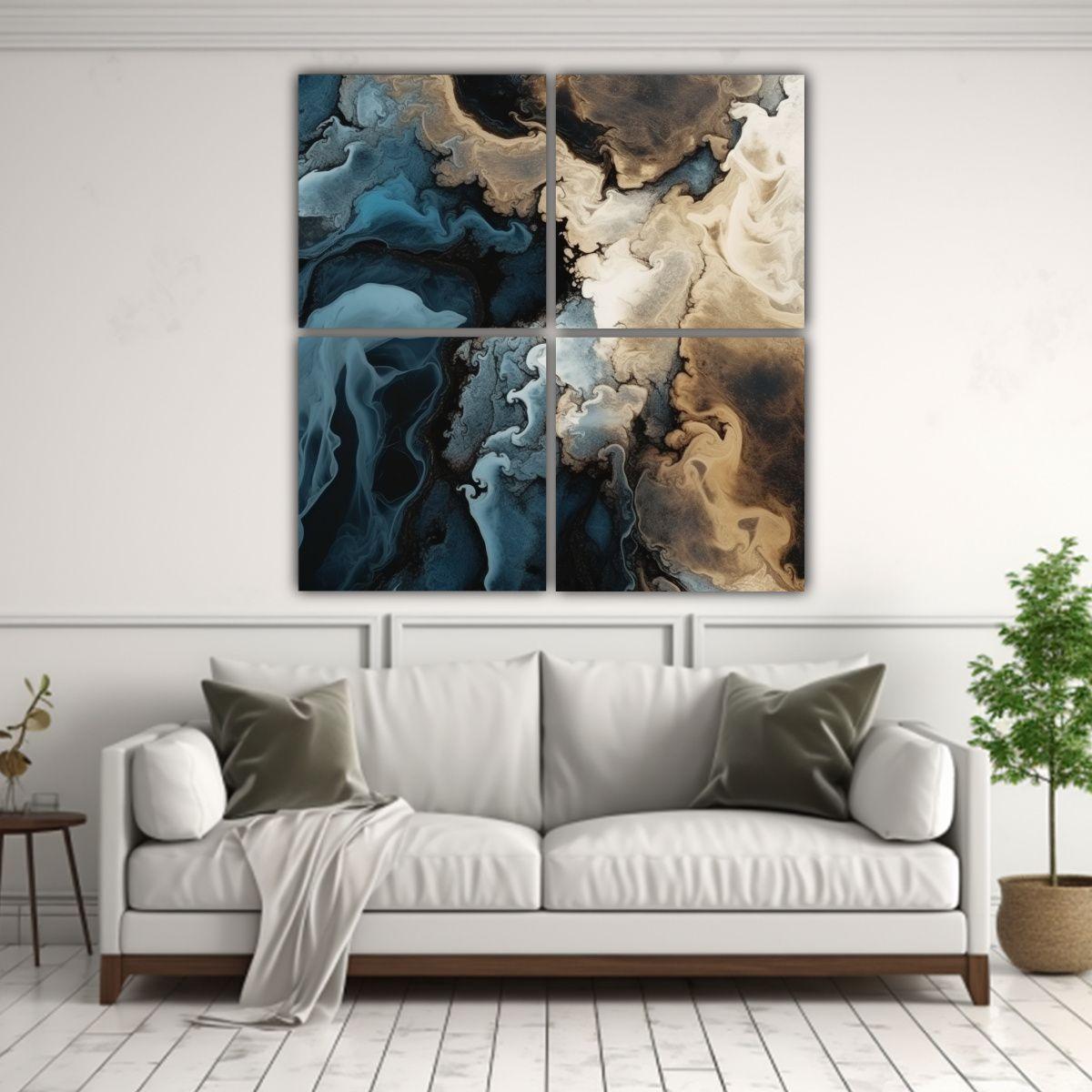 Pinturas Decorativas Cuatro Lienzos Tonos 180x180 Cm-2