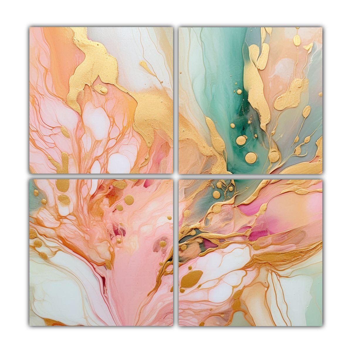 Cuadros Diseño Visión Rosa Claro Y Verde Menta 60x60 Cm-0