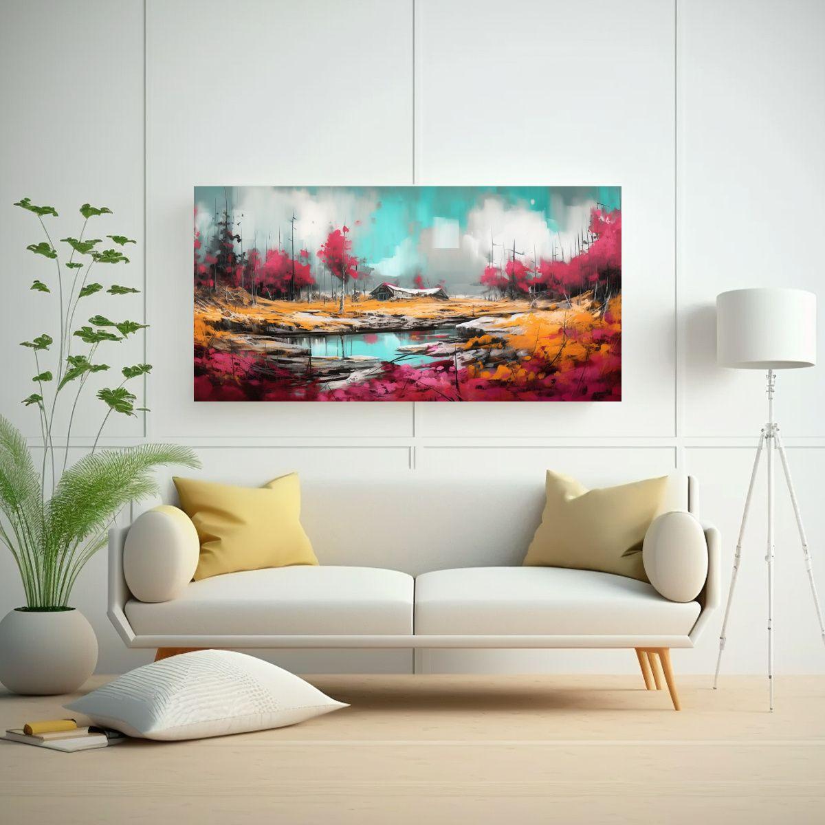 Cuadro Moderno Simétrico En Tonos Rosados 40x20cm-2