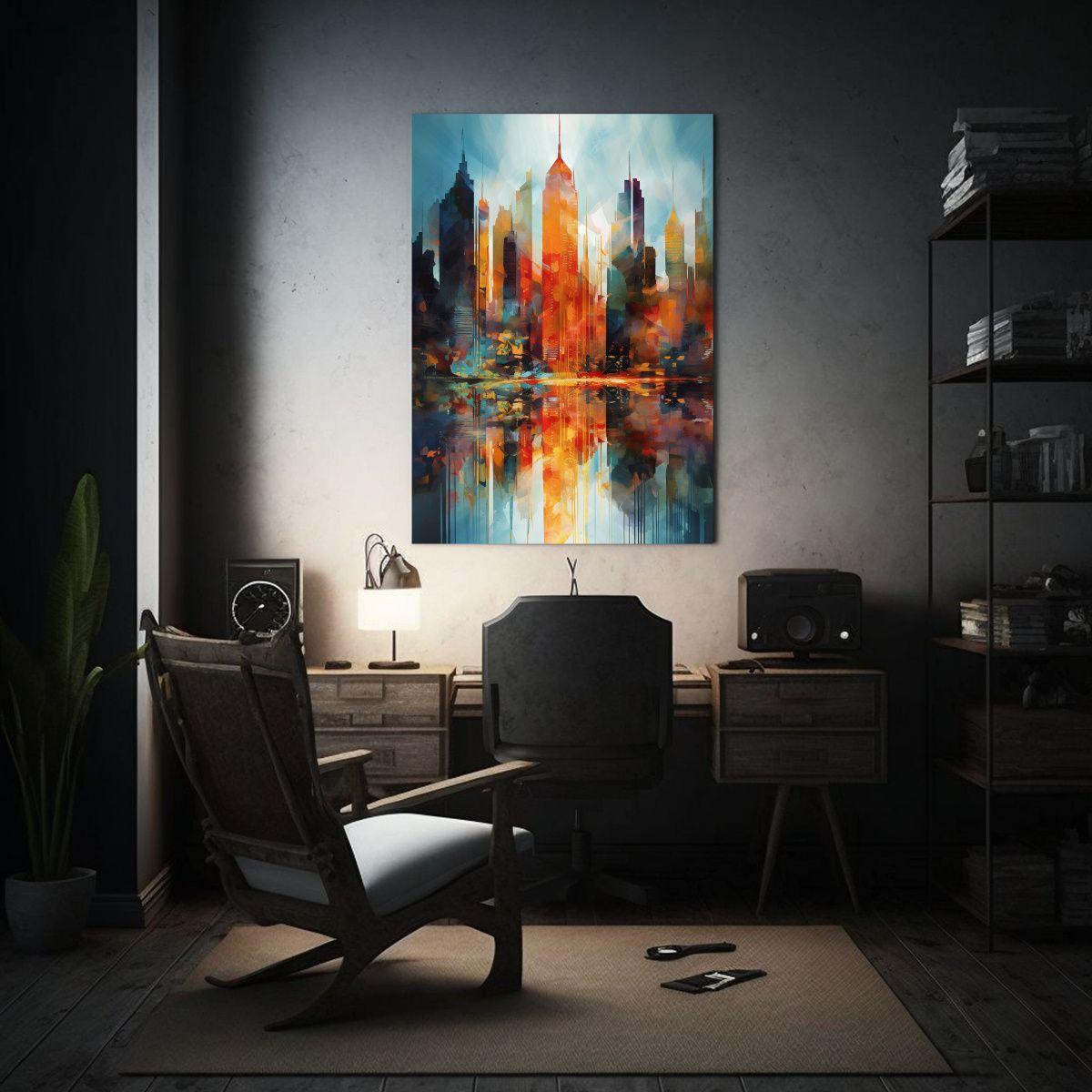 Pinturas Abstractas De Paisaje Urbano Con Tonos 40x50cm-2