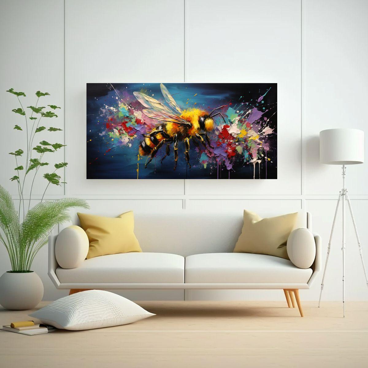 Pintura Al Estilo óleo Colorida Estilo Abeja En G 140x70cm-2
