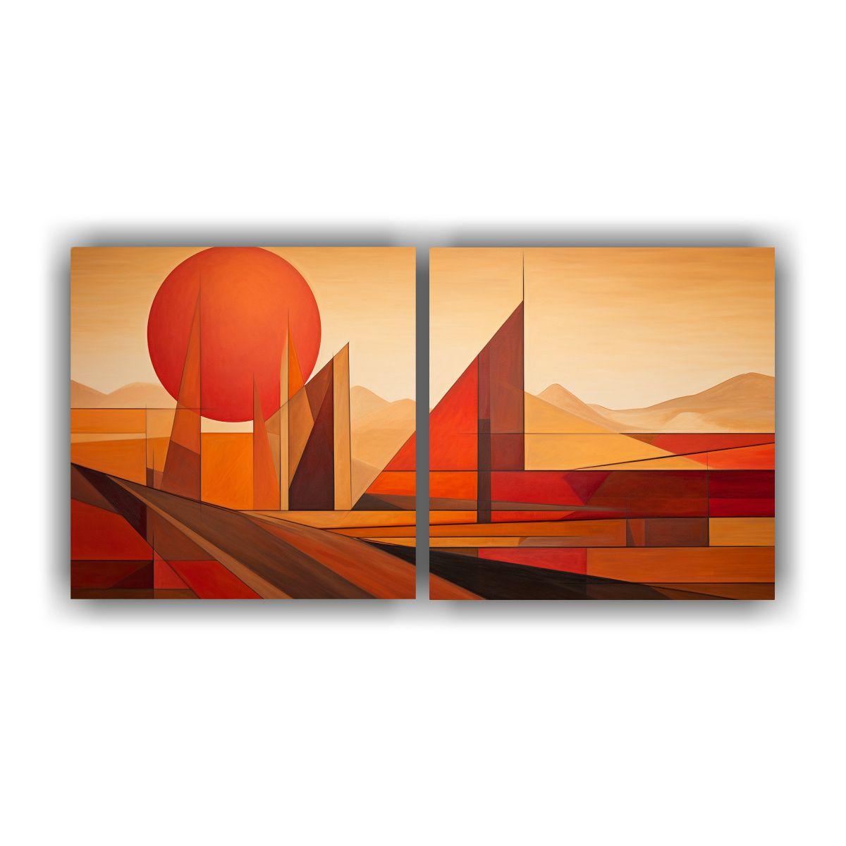 Dos Lienzos Moderno Pop Art Geométrico 40x20 Cm-0