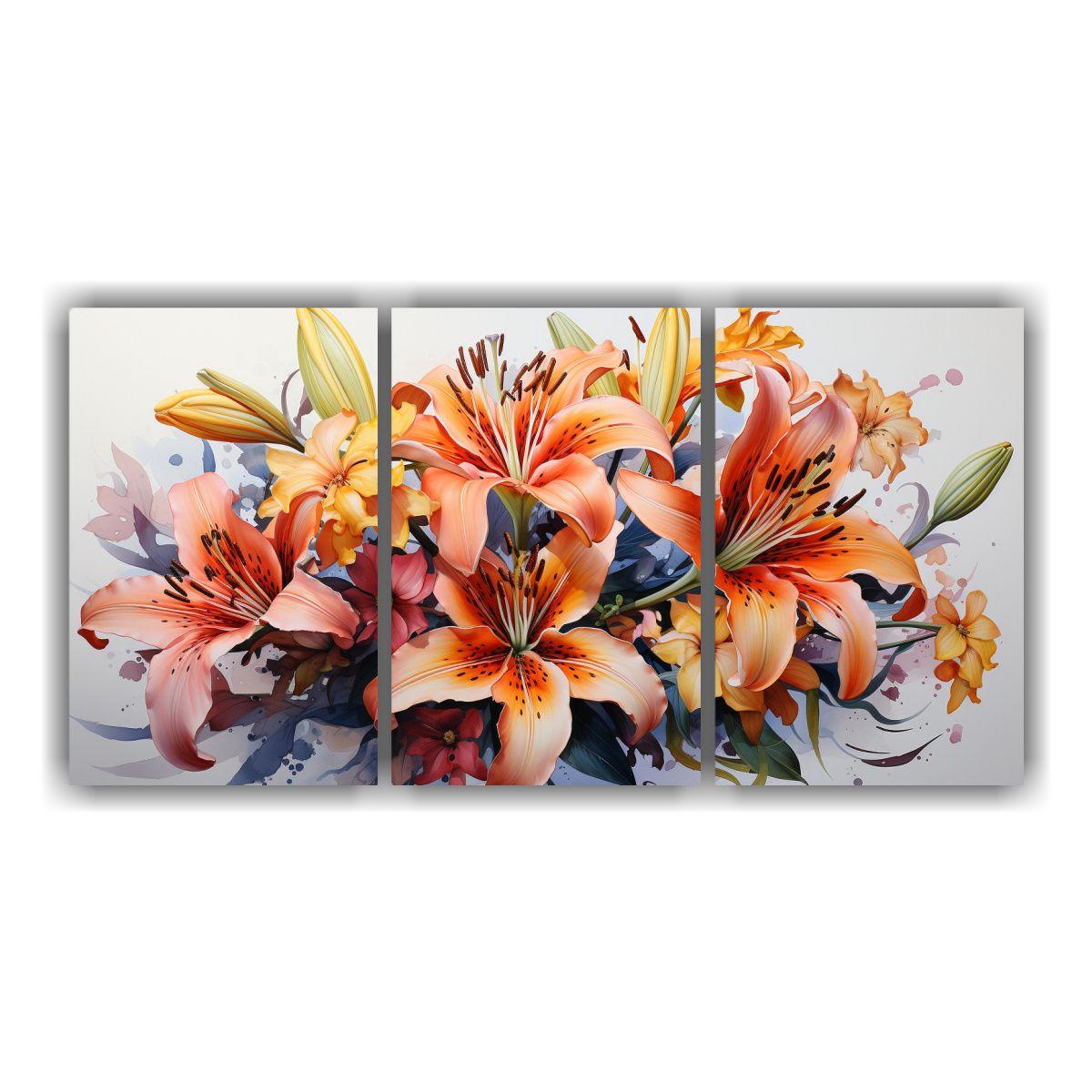 Cuadros Decorativos De Lirios Amarillos Y Rojos 60x30 Cm-0