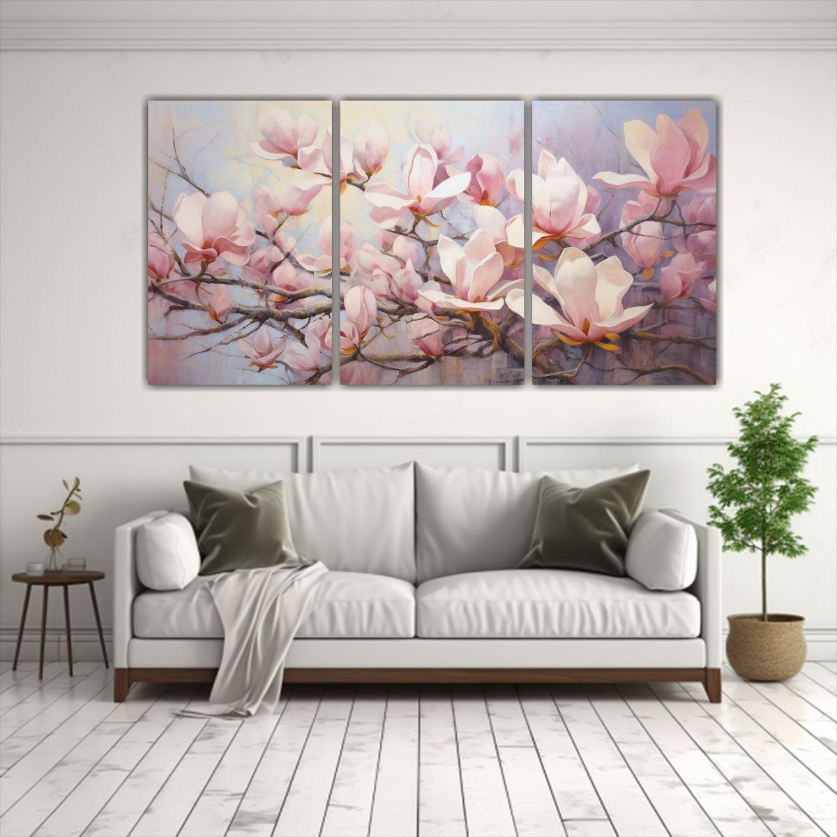 Artes De Pared Acuarela Magnolias Abstracto 90x45 Cm-2